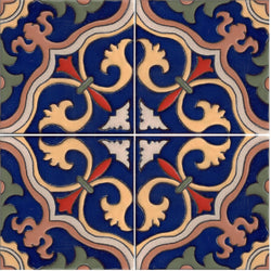 Malibu Floris A Quarter Design Hand Painted Spanish Ceramic Tile