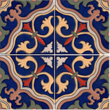 Malibu Floris A Quarter Design Hand Painted Spanish Ceramic Tile