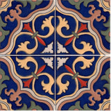 Malibu Floris A Quarter Design Hand Painted Spanish Ceramic Tile