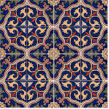 Malibu Floris A Hand Painted Spanish Ceramic Tile Rug