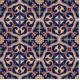 Malibu Floris A Hand Painted Spanish Ceramic Tile Rug