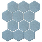 Malibu Field 4" Hexagon Turquoise Ceramic Tile