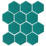 Malibu Field 4" Hexagon Teal #5483C Ceramic Tile