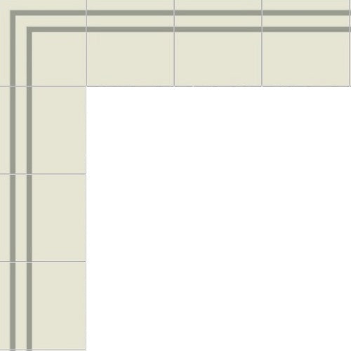 Mission Stripes Border Cement Tile Layout in Gris and White