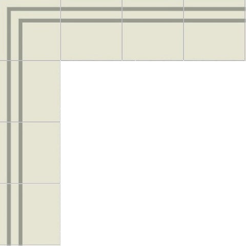 Mission Stripes Border Cement Tile Layout in Gris and White