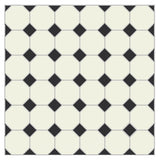 Mission 8"x8" White Octagon 3"x3" Black Dot Encaustic Cement Tile Rug
