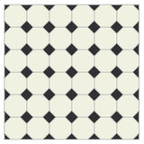 Mission 8"x8" White Octagon 3"x3" Black Dot Encaustic Cement Tile Rug