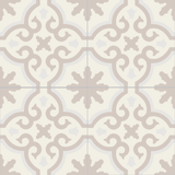 Mission Bocassio Encaustic Cement Tile in Clam and Cafe - Quarter Design