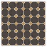 Mission Chocolate Asia Octagon with Mocha Dot Encaustic Cement Tile
