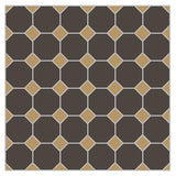 Mission Chocolate Asia Octagon with Mocha Dot Encaustic Cement Tile