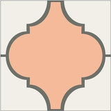Mission Colonial Relief Cement Tile - 12"x12" Salmon Colorway