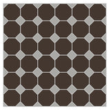 Mission Dark Brown Octagon with Oxford Gray Dot Encaustic Cement Tile