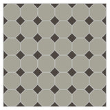 Mission Gris Mexico Octagon with Chocolate Asia Dot Encaustic Cement Tile