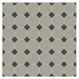 Mission Gris Mexico Octagon with Chocolate Asia Dot Encaustic Cement Tile