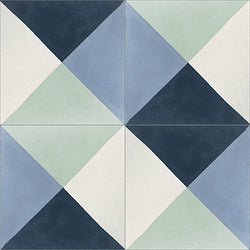 Mission Partial Field Navy and Green 8"x8" Encaustic Cement Tile