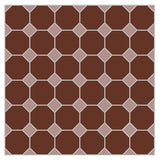 Mission Red Brick Octagon with Graphite Dot Encaustic Cement Tile