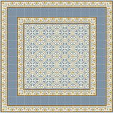Mission Roseton Savoy 8"x8" Encaustic Cement Tile Rug with Roche Border