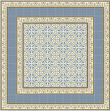 Mission Roseton Savoy 8"x8" Encaustic Cement Tile Rug with Roche Border