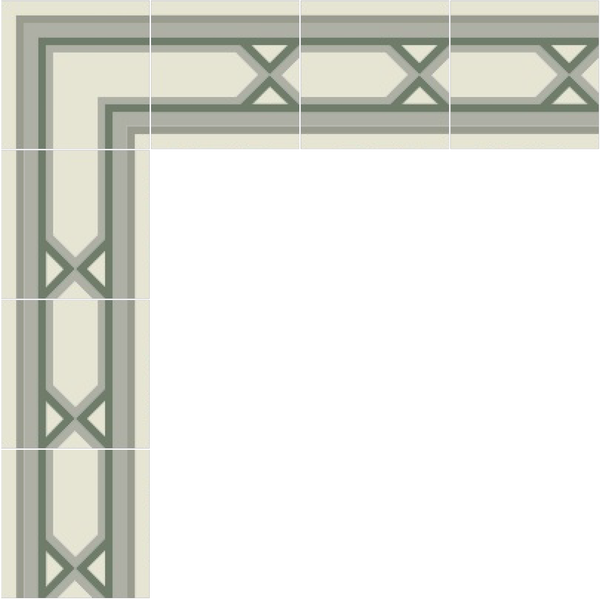Mission Santiago Border and Corner Layout in Verdant Colorway