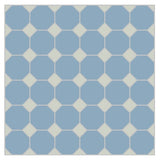 Mission Sky Blue Octagon with Blue Asia Dot Encaustic Cement Tile