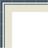 Mission Striped Navy & White Border  Cement Tile Layout