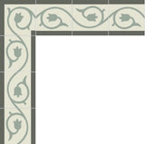 Mission Tulip Border and Corner Encaustic Cement Tile 8" x 8"