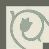 Mission Tulip Corner Cement Tile 8"x8" Charcoal and Sage Colorway