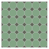 Mission Vert Clair Octagon with Green Forest Dot Encaustic Cement Tile