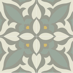 Mission Zebra Encaustic Cement Tile Quarter Design - Sage and Gris Colorway