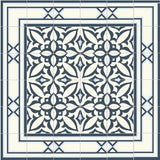 Mission Santiago Navy Border 8"x8" Encaustic Cement Tile Around Zebra Navy
