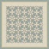 Zebra Field with Franjas Border III Encaustic Cement Tile Rug in Soft Sage II Colorway