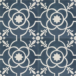 Mission Paris Navy 8"x8" Cement Tile Quarter Design