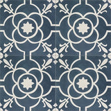 Mission Paris Navy 8"x8" Cement Tile Quarter Design