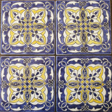 Portuguese Ruan 6" x 6" Hand Painted Ceramic Tile Quarter Desighn