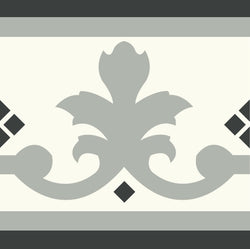 Mission Queen Border 8" x 8" in Clermont Colorway (Sage, White, Black)