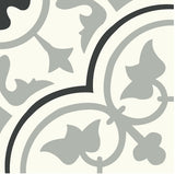 Mission Roseton 8"x8" Cement Tile - Clermont Colorway (Sage, Black, White)