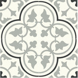 Mission Roseton 8"x8" Cement Tile (4 tiles) in Clermont Colorway (Sage, Black, White)