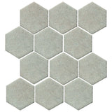 Clay Arabesque 4" Hexagon Glazed Ceramic Tile - Arctic Ice Matte