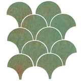 Clay Arabesque 4" Conche or Fish Scale Tile - Avente Tile