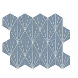 Mission Bakery Sky Blue & White 8" Hexagon Cement Tile - Avente Tile