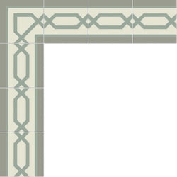 Mission Big Chippendale Border Gris and Sage 8"x8" Encaustic Cement Tile - Avente Tile