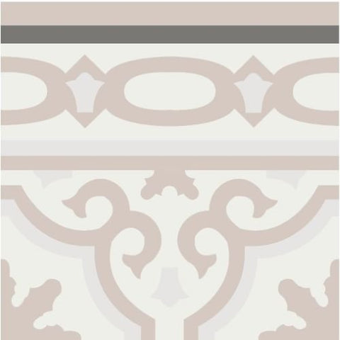 Mission Bocassio Border 8"x8" Encaustic Cement Tile - Cafe and Clam Colorway - Avente Tile