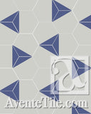 Mission Clip Azul 8" Hexagon Encaustic Cement Tile - Avente Tile