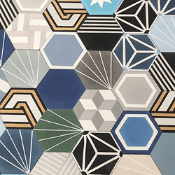 Mission Colorful Hexagon Patchwork Cement Tile 8"x8" - Avente Tile