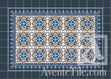 Mission Cox Border Navy 8"x8" Encaustic Cement Tile - Avente Tile