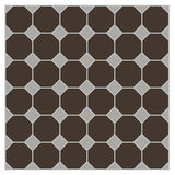 Mission Dark Brown Octagon Encaustic Cement Tile 8"x8" - Avente Tile