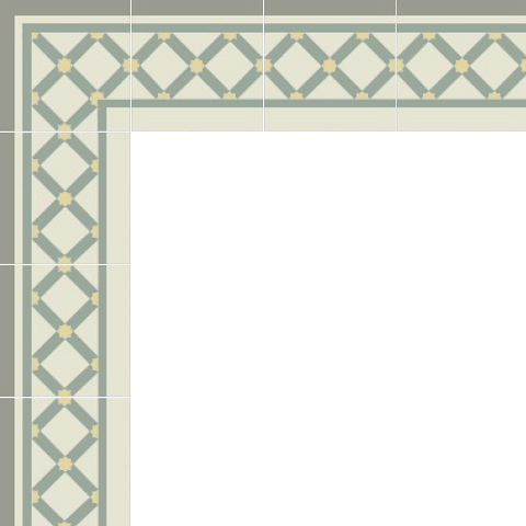 Mission Lattice Border Encaustic Cement Tile 8" x 8" Summer Colorway - Avente Tile