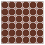 Mission Red Brick Octagon Encaustic Cement Tile 8"x8" - Avente Tile