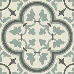 Mission Roseton Charcoal and Sage 8"x8" Encaustic Cement Tile - Avente Tile
