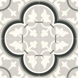 Mission Roseton Green and Gray 8"x8" Encaustic Cement Tile - Avente Tile
